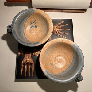 Handmade Studio Pottery Soup / Latte Mug Bowls (Signed, Set of 2)
